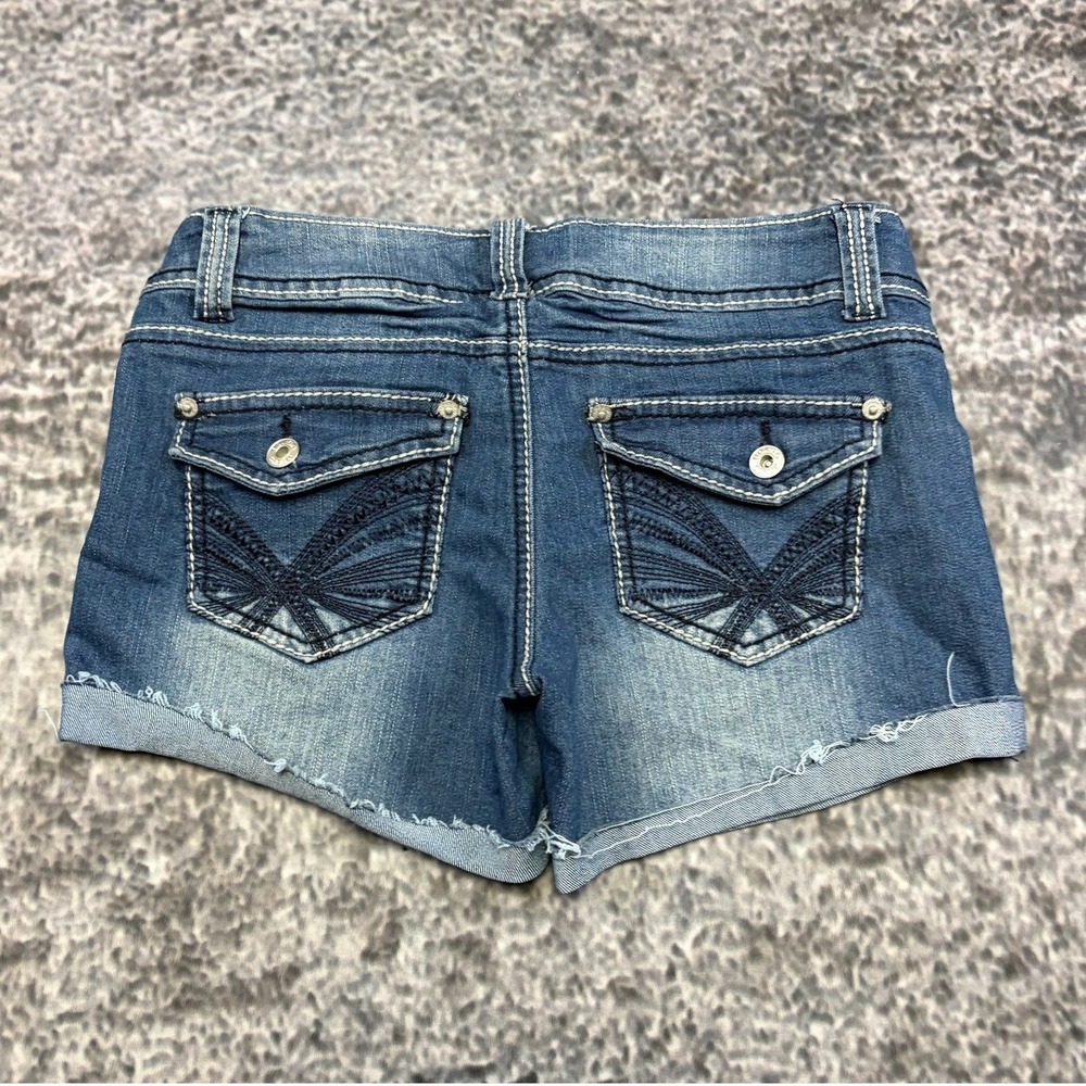 VTG Bongo Shorts Denim Womens 7 (30") Blue Mini Micro‎ Low Rise Embroidered Y2K